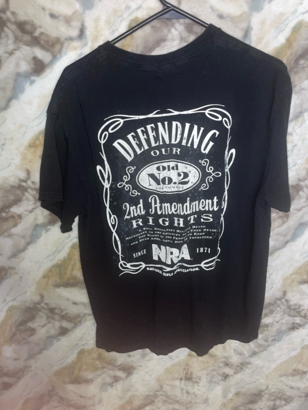 Gildan Black Short Sleeve Tee with White 2nd Amendment Graphic